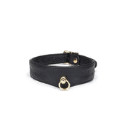 Liebe Seele - Demon's Kiss - Smalle Curved Collar Met Leash - Luxe En exclusief ontwerp - Zwart/Goud
