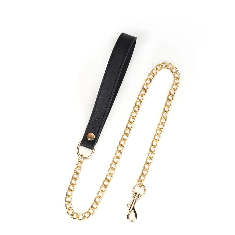 Liebe Seele - Demon's Kiss - Smalle Curved Collar Met Leash - Luxe En exclusief ontwerp - Zwart/Goud