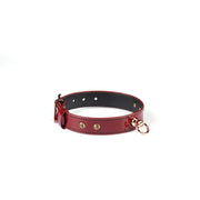 Liebe Seele - Premium Lederen Choker met Diamantjes - Wijnrood