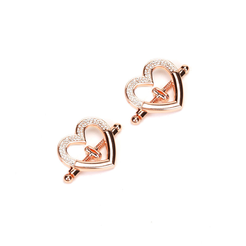 Liebe Seele - Tepelklemmen - Hartvormig met Strass Steentjes - Rosé Goud