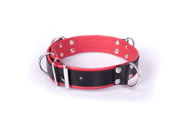 DeLuxe Bondage Collar - Zwart/Rood
