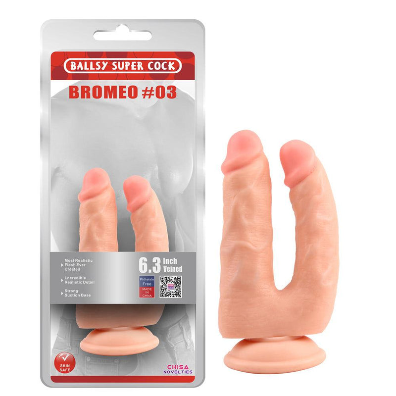 Chisa - Dubbele Dildo Met Zuignap - Bromeo - Lichte Huidskleur