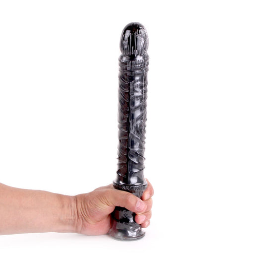 Dinoo - Damocles - XXL Dildo Met Handvat - 42,5 x 4,5 cm - Zwart