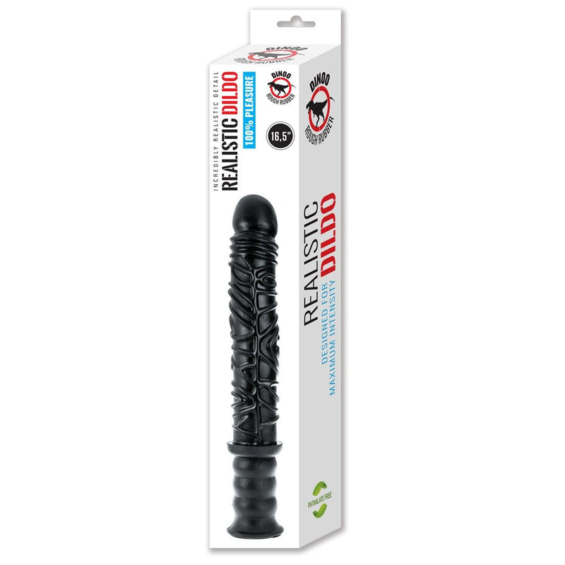 Dinoo - Damocles - XXL Dildo Met Handvat - 42,5 x 4,5 cm - Zwart