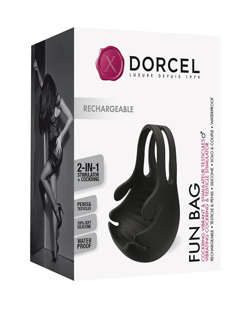Dorcel - Fun Bag - Vibrerende Cockring En Testikel Stimulator - Zwart