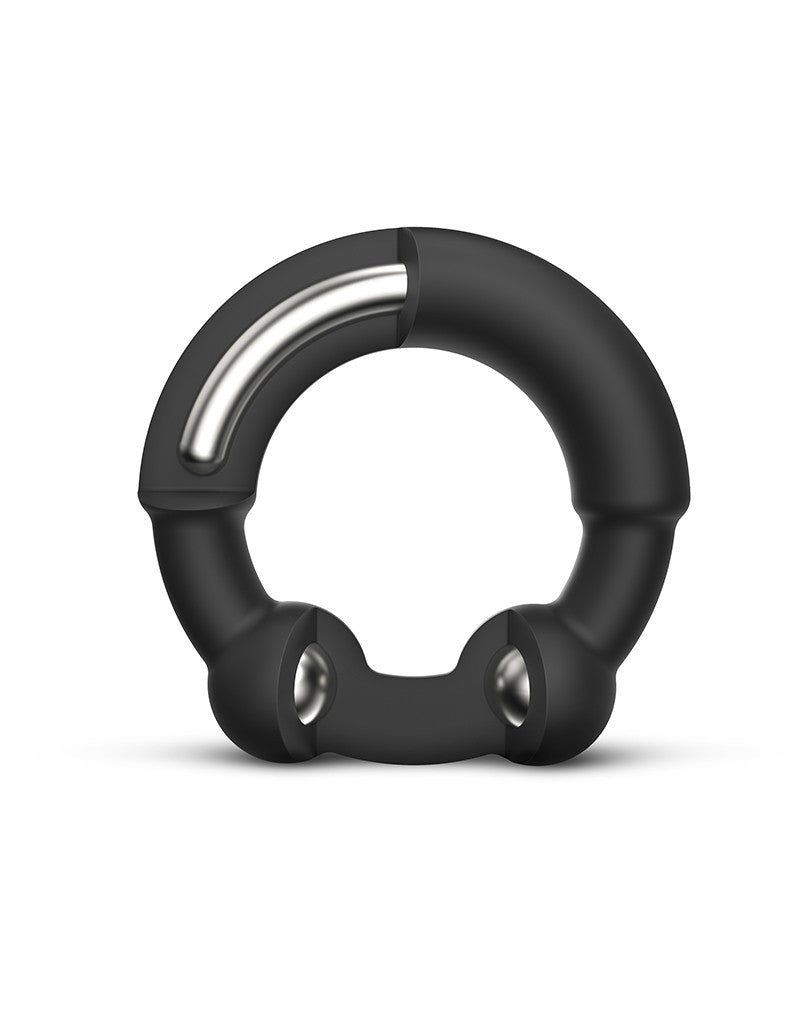 Dorcel - Stronger - Siliconen Cockring Met Stimulerende Metalen Kogeltjes - Zwart