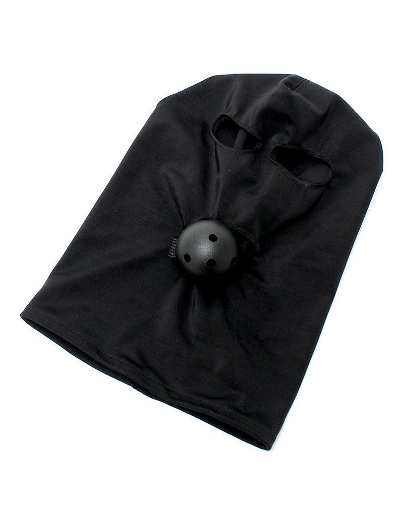 Rimba - Elastisch hoofdmasker Van soepele stof Met ball gag - Zwart