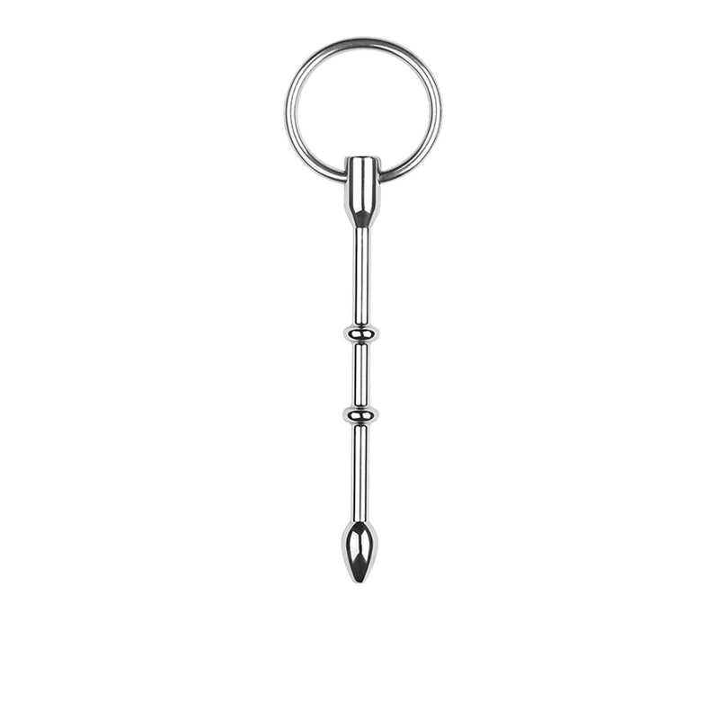 Fixxx - Catheter Penis Plug met 3 Kralen en Ring - RVS - Zilver-Erotiekvoordeel.nl