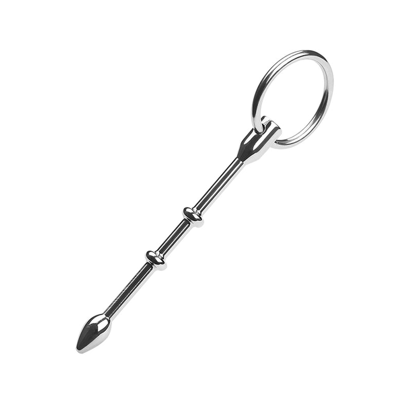 Fixxx - Catheter Penis Plug met 3 Kralen en Ring - RVS - Zilver-Erotiekvoordeel.nl