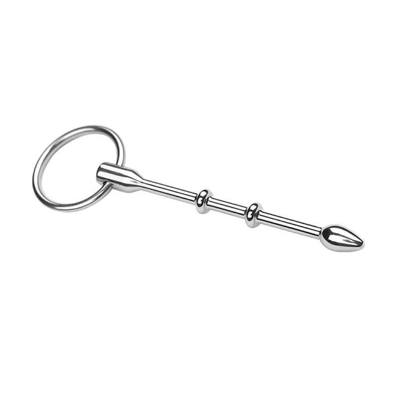 Fixxx - Catheter Penis Plug met 3 Kralen en Ring - RVS - Zilver-Erotiekvoordeel.nl
