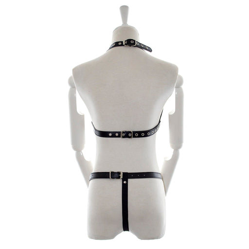 Fixxx - Fetish BH en Slipje - Set Nr. 1 - PU-Leer - One Size - Zwart-Erotiekvoordeel.nl
