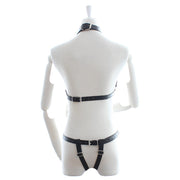 Fixxx - Fetish BH en Slipje met Open Kruis - Nr. 2 - PU-Leer - One Size - Zwart-Erotiekvoordeel.nl