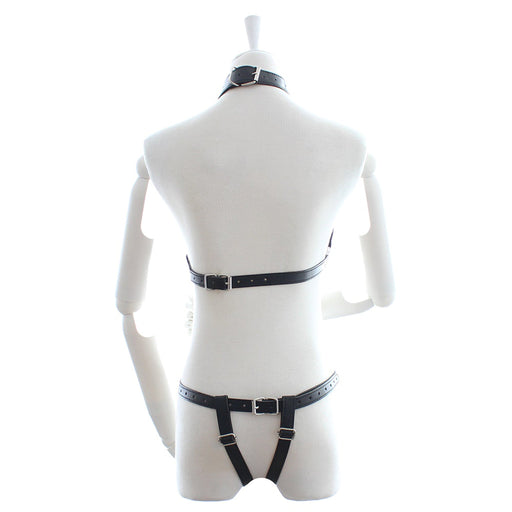 Fixxx - Fetish BH en Slipje met Open Kruis - Nr. 2 - PU-Leer - One Size - Zwart-Erotiekvoordeel.nl