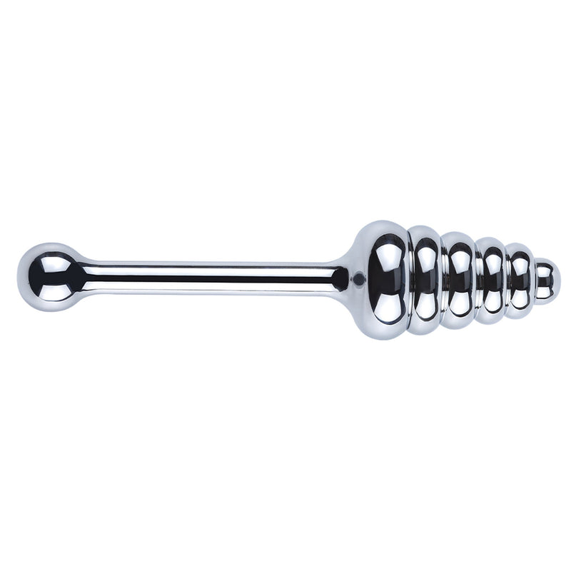 Fixxx - Geribbelde Aluminium Buttplug Poker met Handvat - Zilver-Erotiekvoordeel.nl