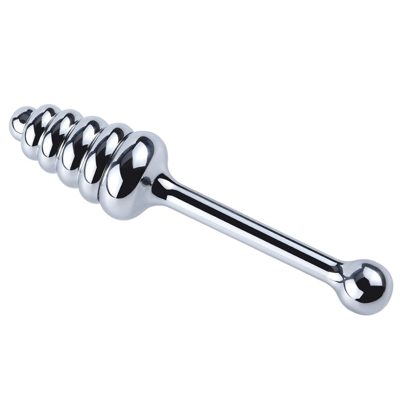 Fixxx - Geribbelde Aluminium Buttplug Poker met Handvat - Zilver-Erotiekvoordeel.nl