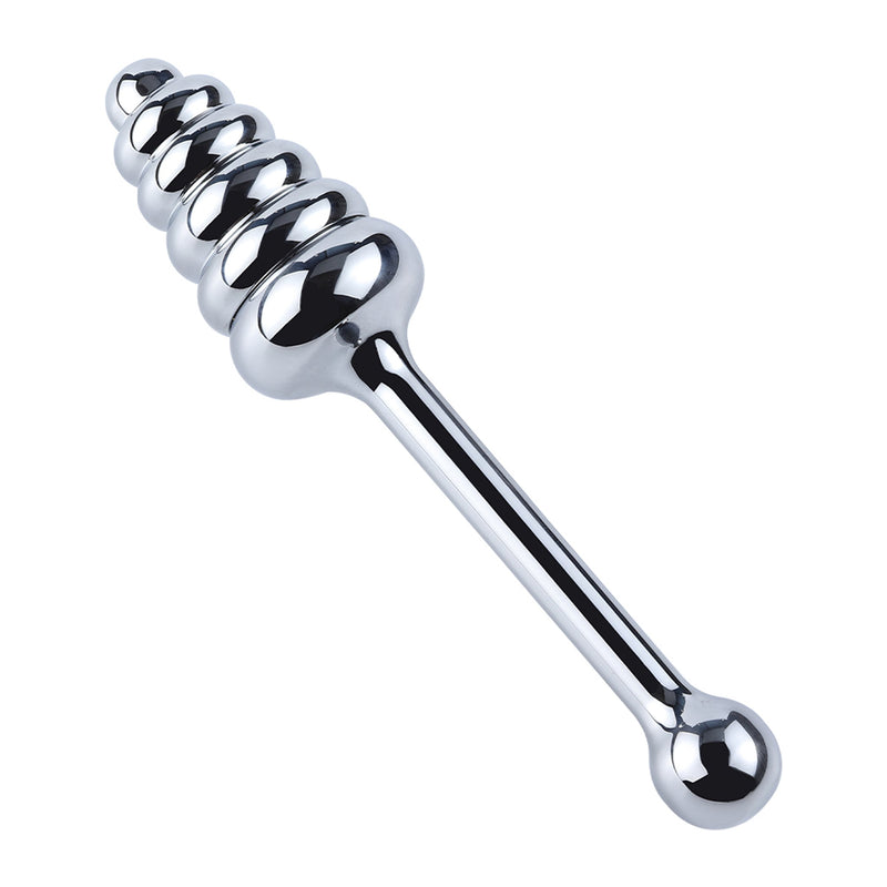 Fixxx - Geribbelde Aluminium Buttplug Poker met Handvat - Zilver-Erotiekvoordeel.nl