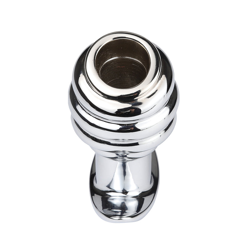 Fixxx - Geribbelde Holle Buttplug - Aluminium - Zilver-Erotiekvoordeel.nl