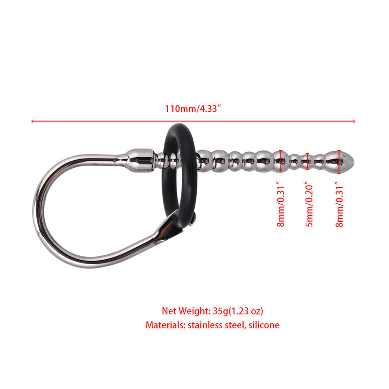 Fixxx - Geribbelde Penis Plug - Diameter 8 mm - Met Rekbare Eikelring - Zilver-Erotiekvoordeel.nl