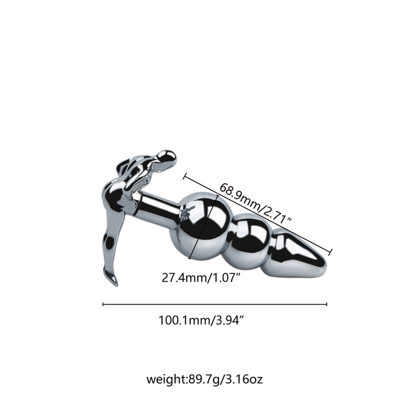 Fixxx - Geribbelde RVS Buttplug met Handvat in de vorm van een Mensenfiguur-Erotiekvoordeel.nl