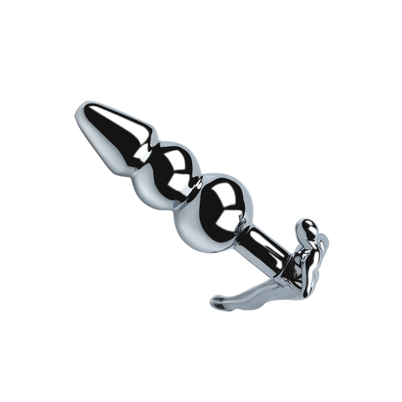 Fixxx - Geribbelde RVS Buttplug met Handvat in de vorm van een Mensenfiguur-Erotiekvoordeel.nl