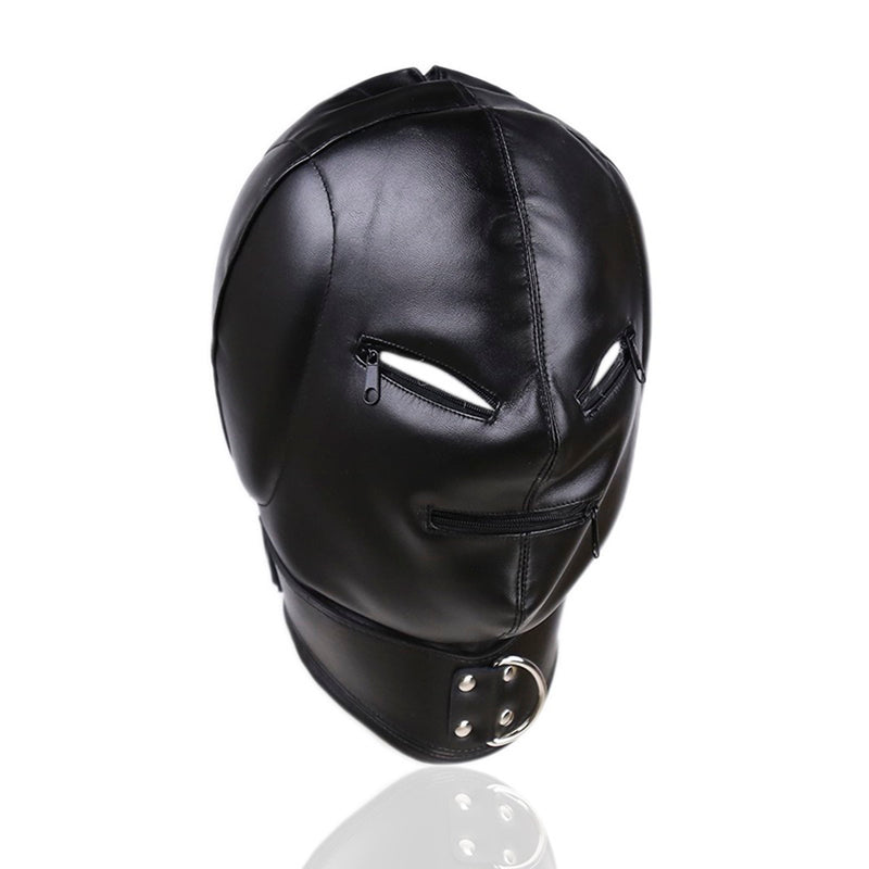 Fixxx - Hood met Ritsjes bij Ogen en Mond - Met Collar - Zwart-Erotiekvoordeel.nl