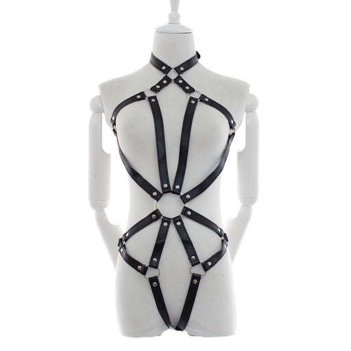 Fixxx - Riemenbody Dames - PU-Leer - One Size - Zwart-Erotiekvoordeel.nl