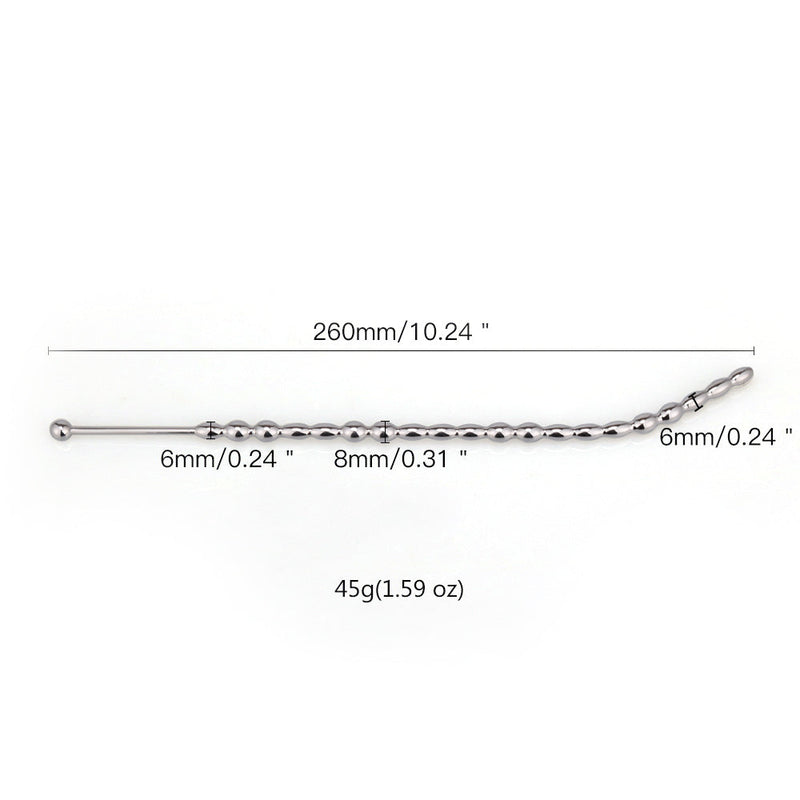 Fixxx - Urethrale Dilator met Bolletjes - Lengte 26 cm - Diameter 6-8 mm - RVS - Zilver-Erotiekvoordeel.nl