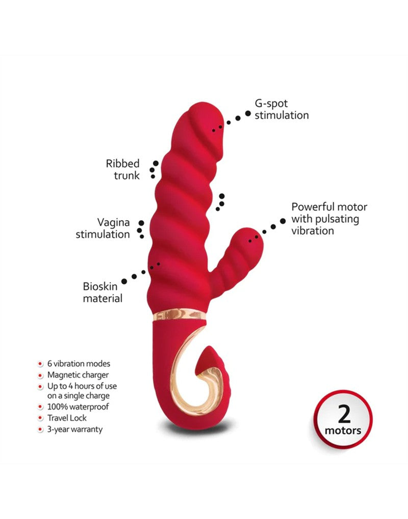 G-Vibe - G-Candy - Mini Geribbelde Rabbit Vibrator - Rood