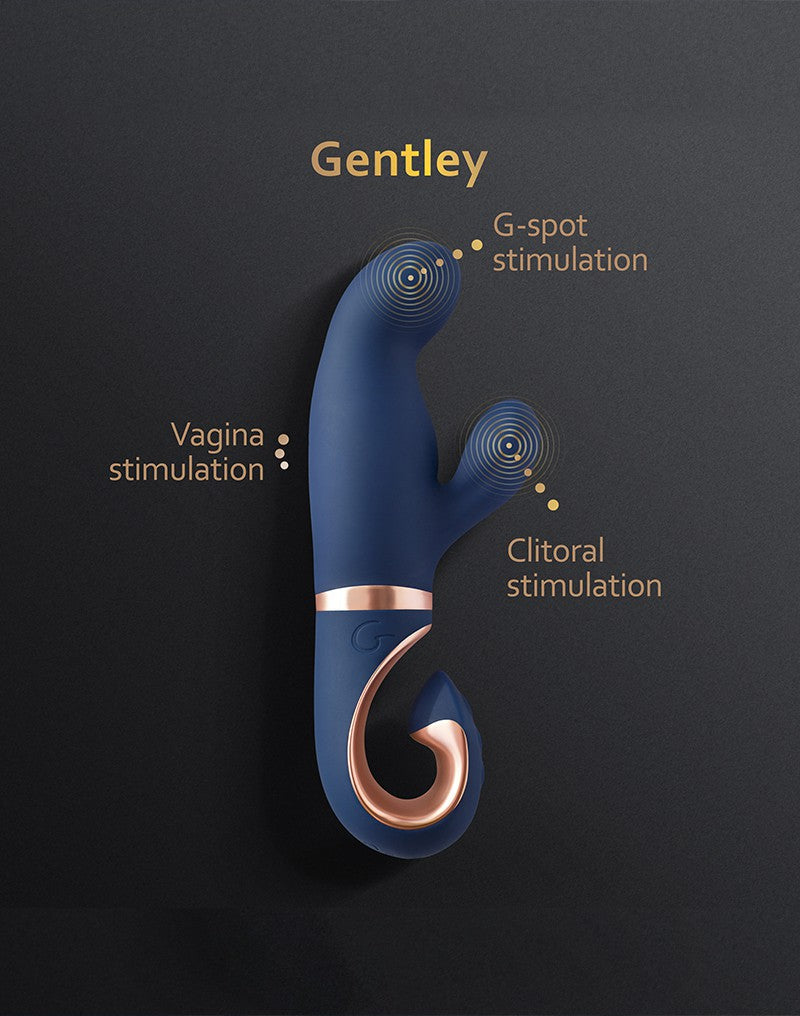 G Vibe - Gentley - Rabbit Vibrator - G-Spot en Clitoris Stimulatie - Siliconen - Blauw/Goud