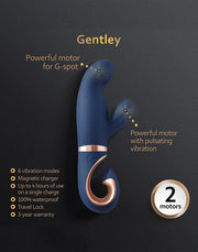 G Vibe - Gentley - Rabbit Vibrator - G-Spot en Clitoris Stimulatie - Siliconen - Blauw/Goud