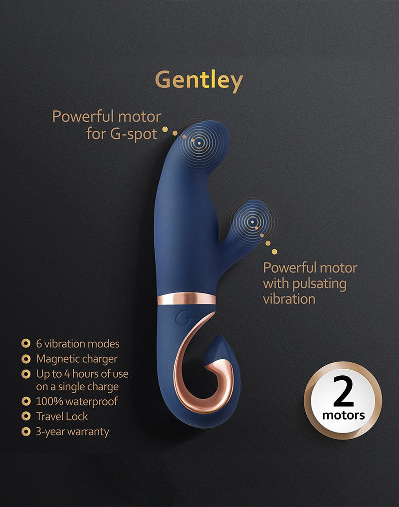 G Vibe - Gentley - Rabbit Vibrator - G-Spot en Clitoris Stimulatie - Siliconen - Blauw/Goud