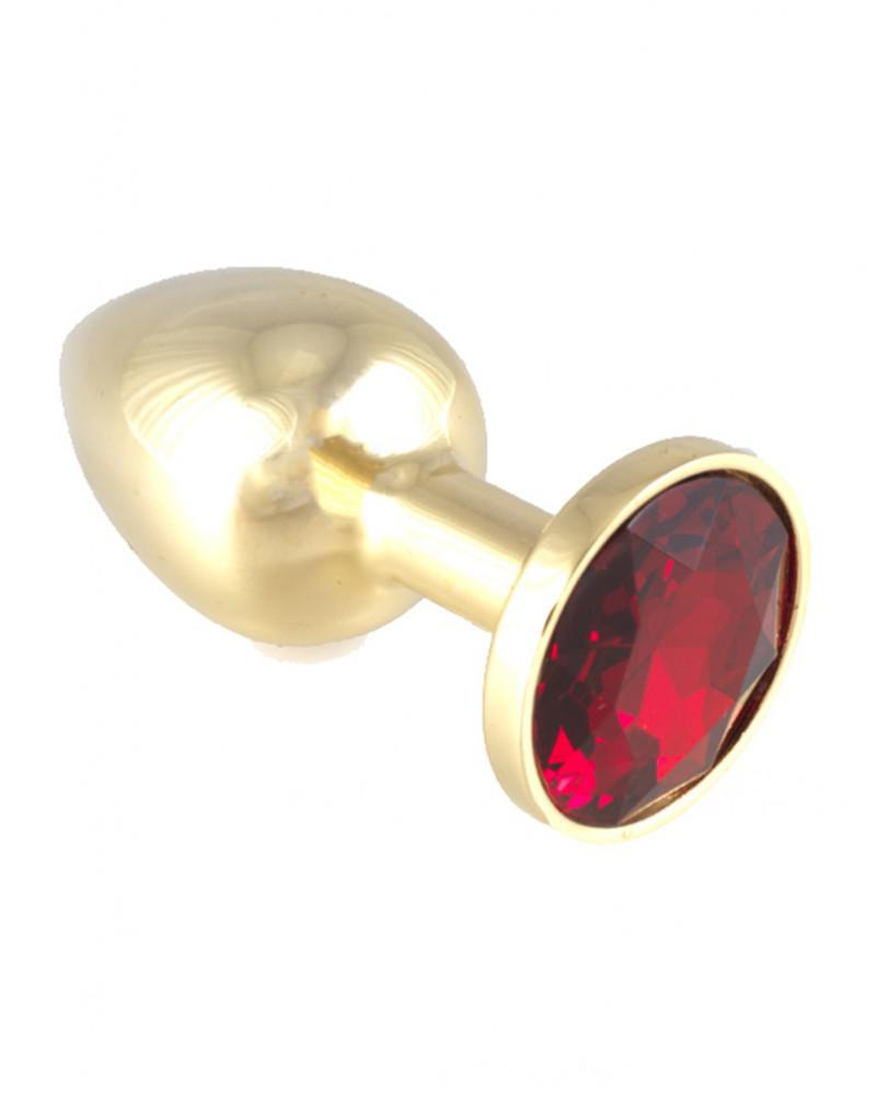 Rimba - Gouden Buttplug Klein Met Rood Kristal