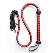 Gevlochten single tail Zweep kunstleer - 150 cm - Rood/Zwart