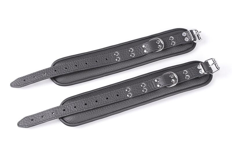 Gevoerde Leren Enkelboeien 7 cm Breed - Zwart