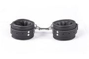 Gevoerde Leren Enkelboeien 7 cm Breed - Zwart