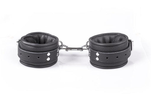 Gevoerde Leren Enkelboeien 7 cm Breed - Zwart