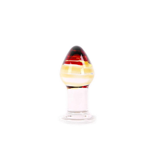 Glazen Buttplug - Transparant Met Rood/oranje punt