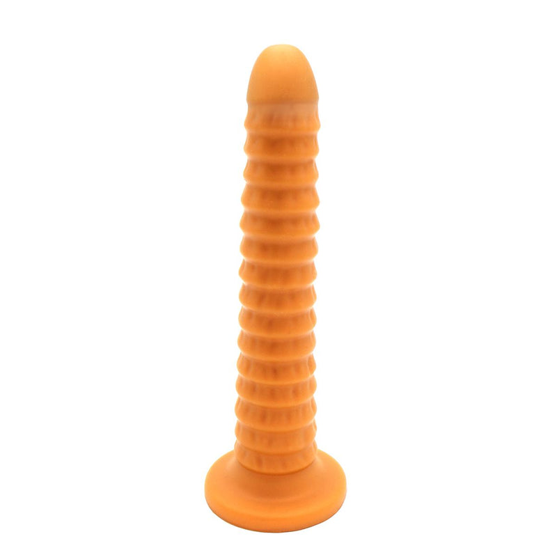 Gold Play - Soft Liquid Siliconen Anaal Dildo Ribbed - Goud