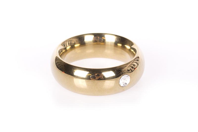Kiotos - Gouden Donut Cockring - Met Transparant Sierkristal - 20 mm hoog-Erotiekvoordeel.nl