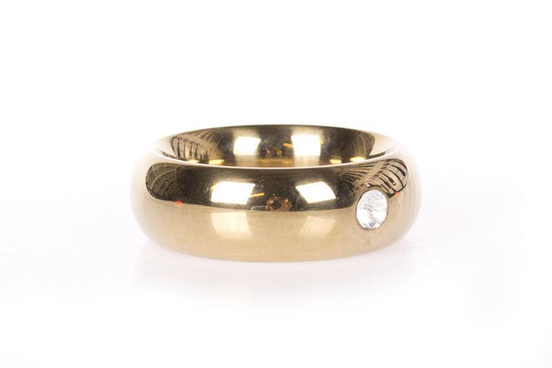 Kiotos - Gouden Donut Cockring - Met Transparant Sierkristal - 20 mm hoog-Erotiekvoordeel.nl