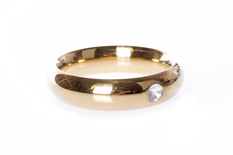 Kiotos - Gouden Donut Cockring Met Kristal 8 mm dik, 2 cm Hoog