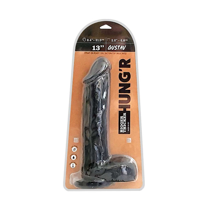 HUNG'R - Gustav - Dildo - Zwart - 33 cm - Ø 6.8 cm
