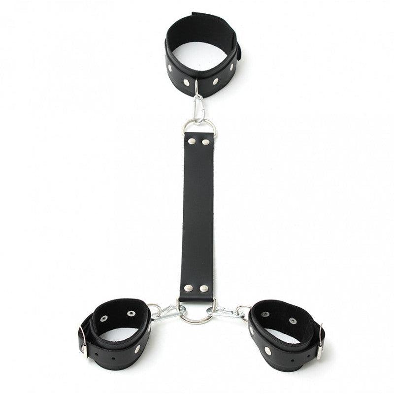 Rimba - Lederen Collar En Polsboeien Set - Incl. Lederen Verbindingsstrap