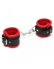Rimba - Handboeien Luxe Gevoerd Leer - Zwart/Rood