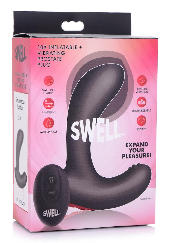 Heavy Hitters - Swell - Opblaasbare Vibrerende Prostaatplug - Zwart