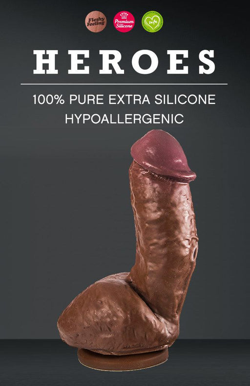 Heroes - No. 11 - Dildo Met Zuignap - 19,5 x 5 cm - Bruin