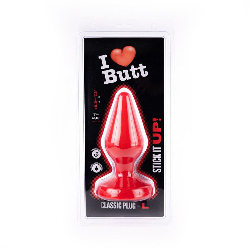I ♥ Butt - Klassieke Buttplug - L - Rood
