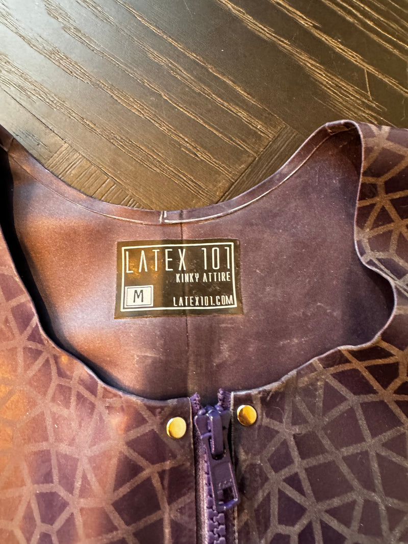Latex 101 - Latex Herenshirt Mouwloos - Paars met Sahara Print - Maat M
