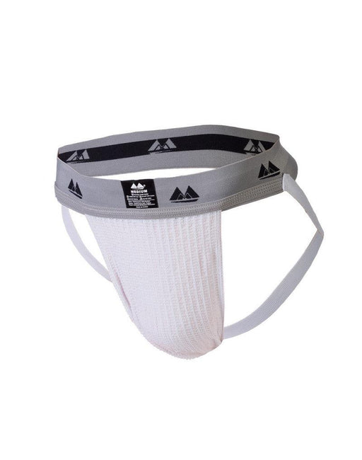 MM - Jockstrap - Heren String - Tailleband 2 inch - Wit/Grijs