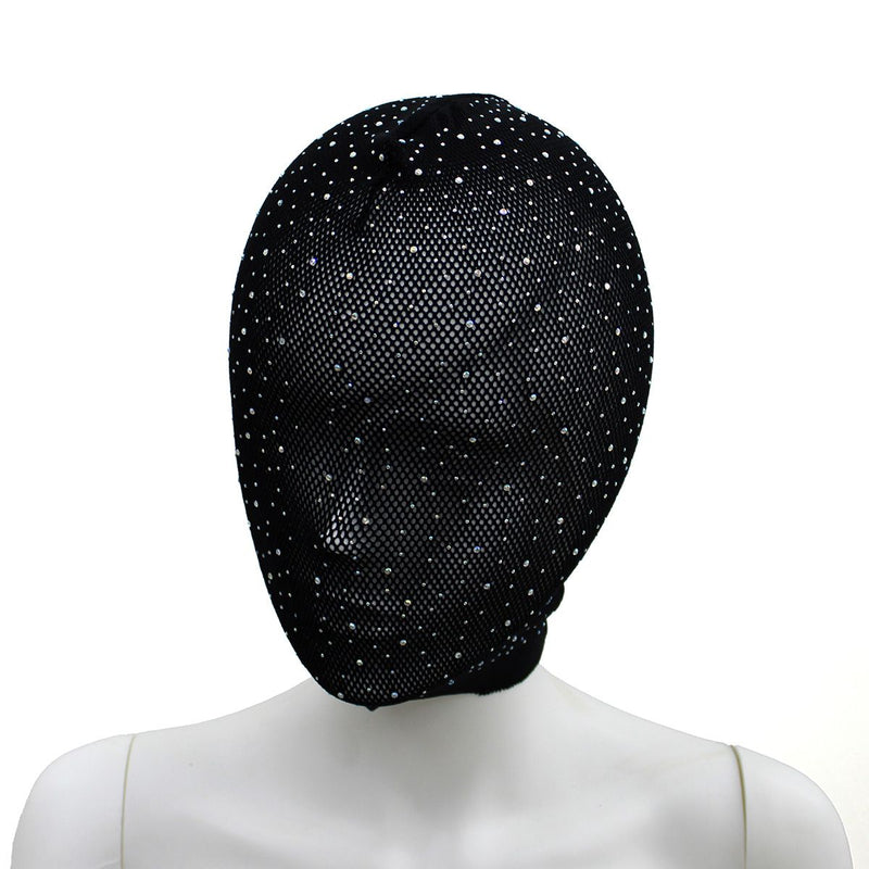 Kiotos - Kanten Hood - Shiny Diamonds - Bezet met Glilnsterende Steentjes - Zwart